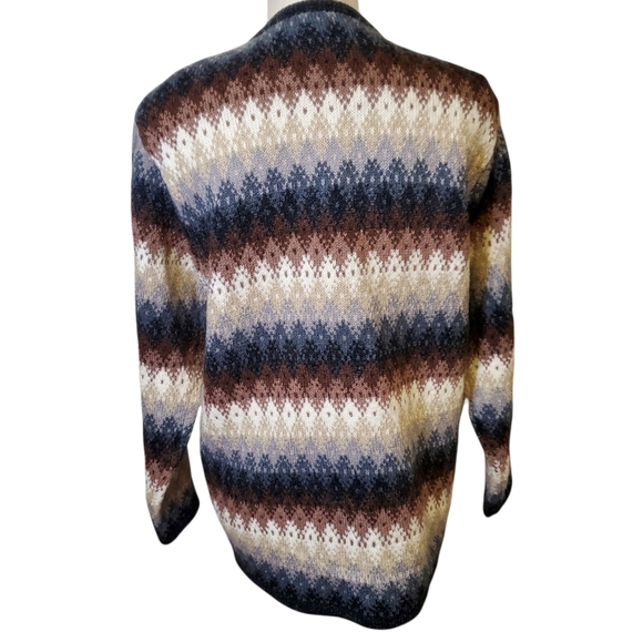 LISE J. | Women's vintage earth-toned argyle knit cardigan sweater. Size small. - Picture 2 of 5